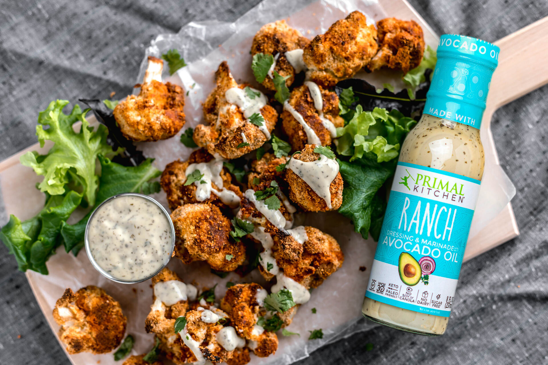 Cauliflower Buffalo Bites with Primal Kitchen Vegan Ranch