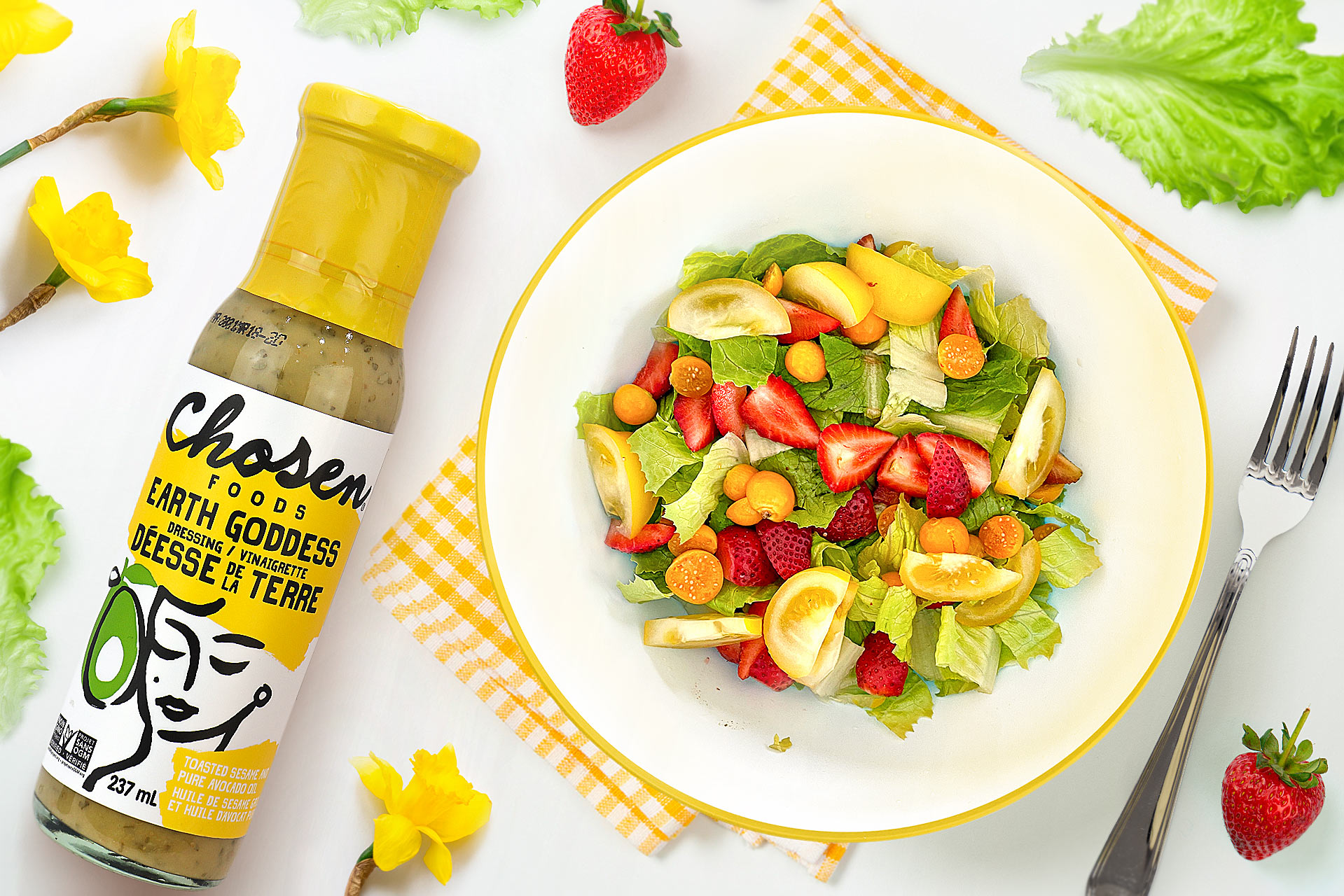Immune Boosting Daffodil Spring Salad with a Lemon Tahini Dressing