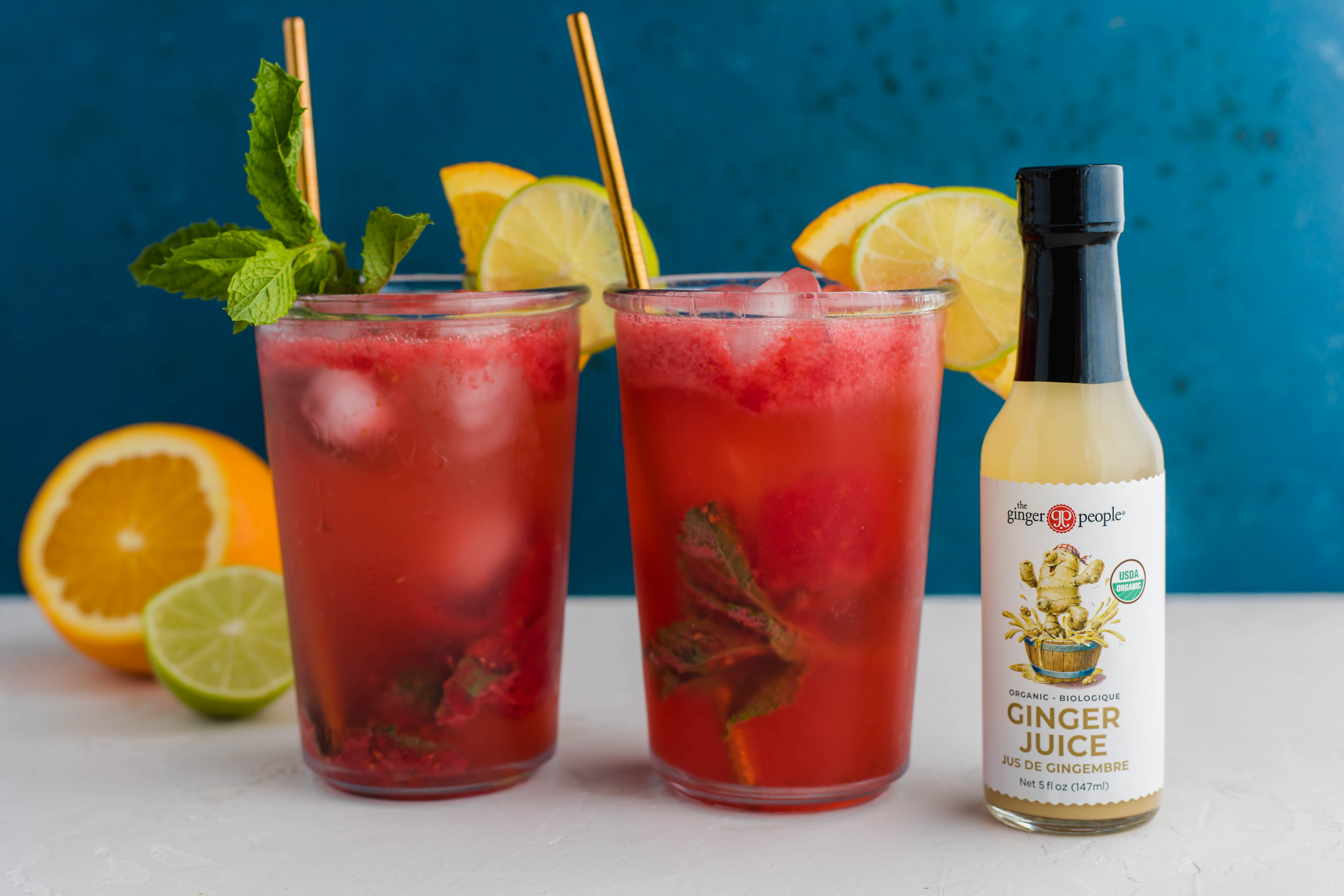 Sparkling Raspberry-Orange Ginger Juice Mocktail