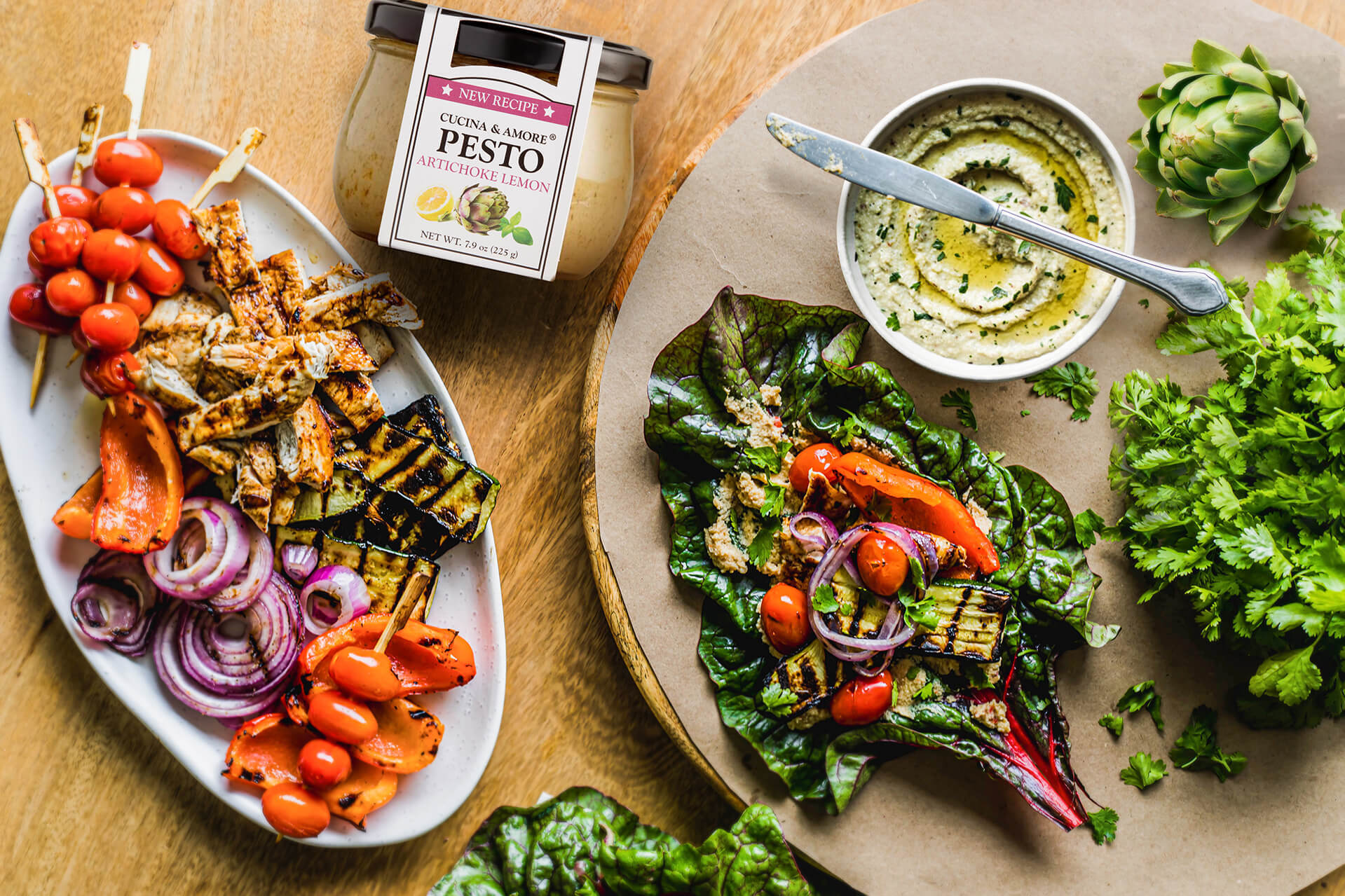 Swiss Chard Wraps with Artichoke & Lemon Pesto