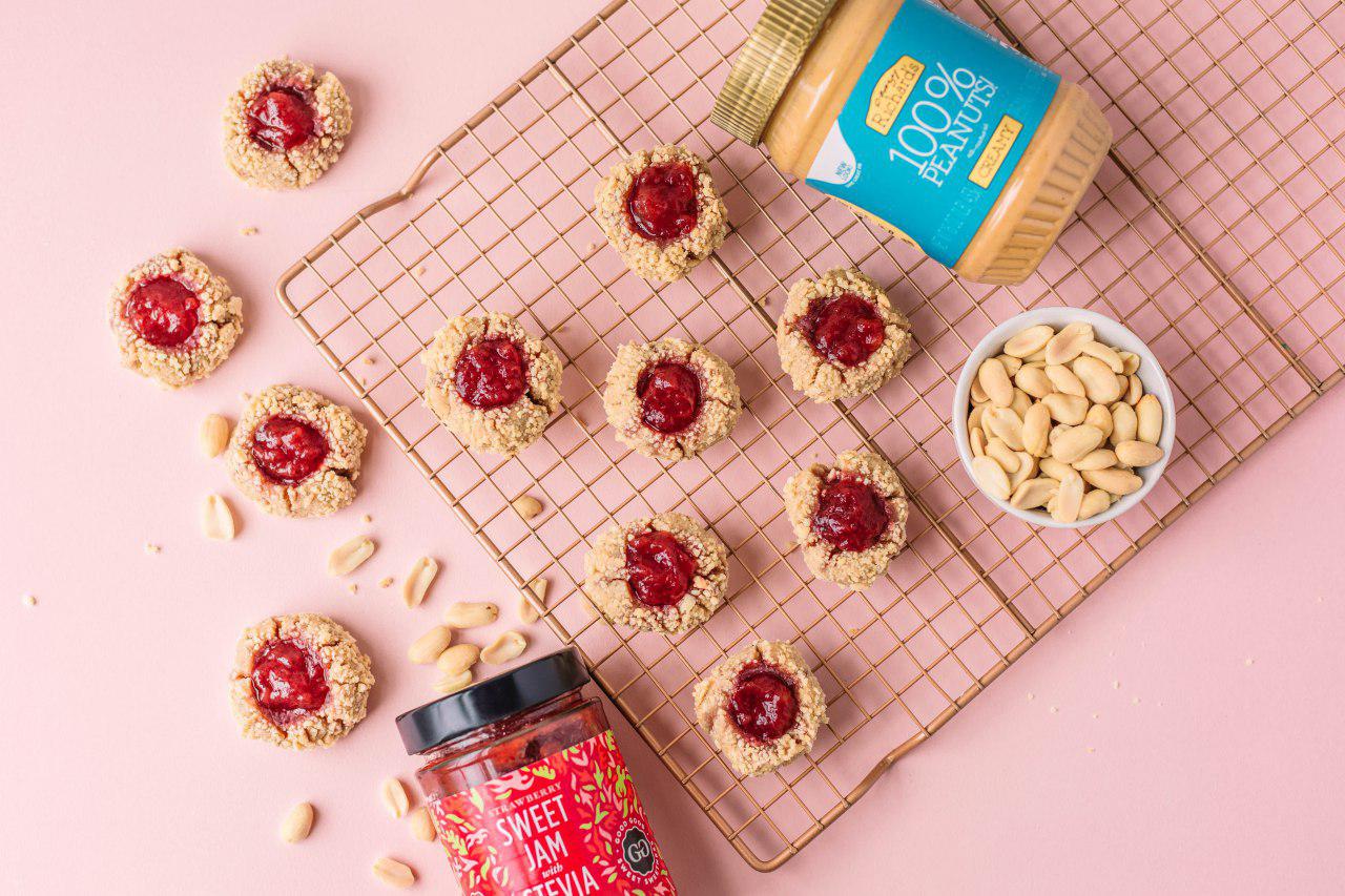 Keto PB&J Thumbprint Cookies