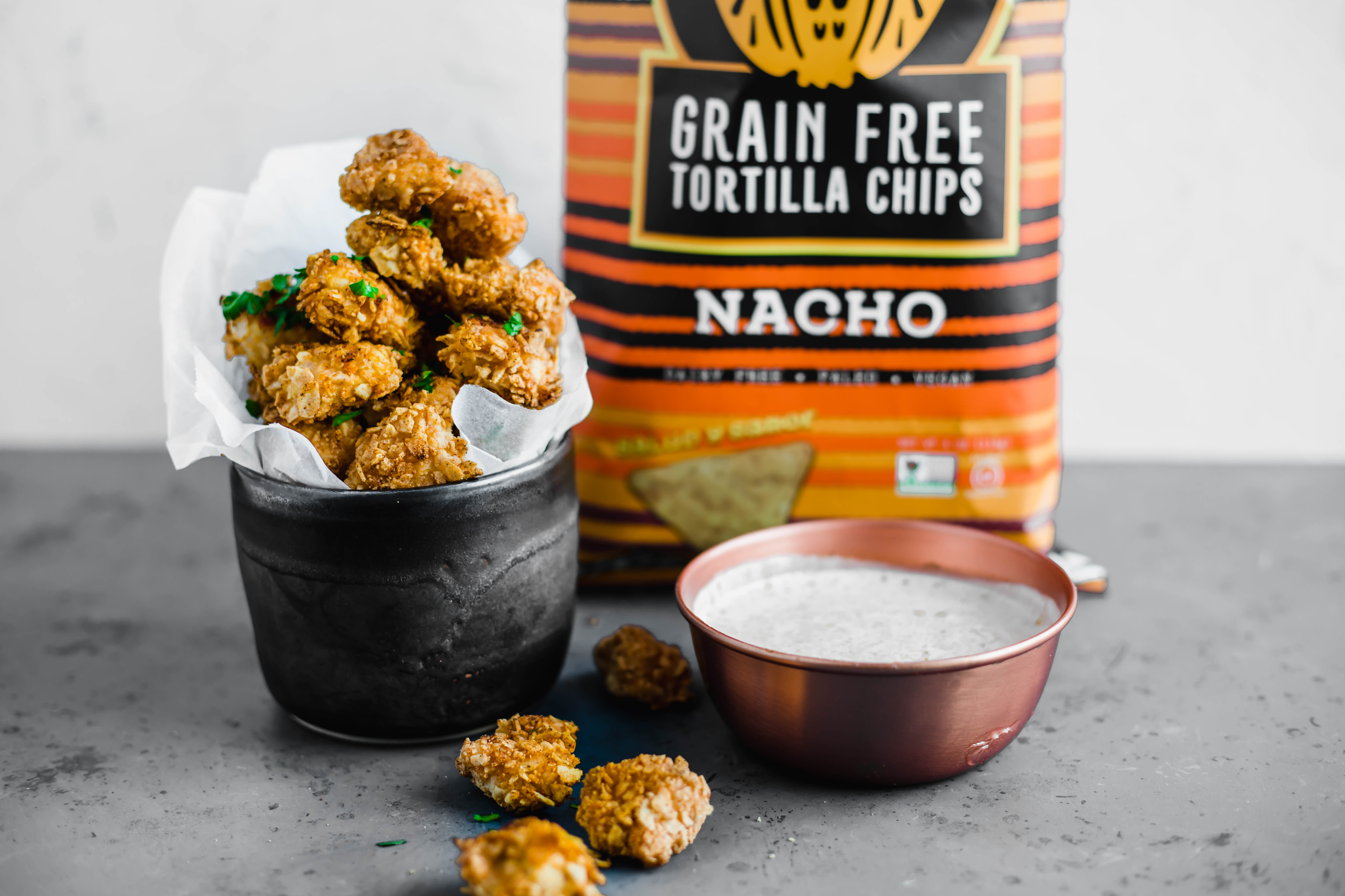 Nacho Popcorn Chicken + Tex-Mex Ranch Dip