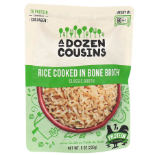 Front of A Dozen Cousins Rice Cooked In Bone Broth Classic Broth, 226g