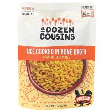 Front of A Dozen Cousins Rice Cooked In Bone Broth Spanish Yellow Rice, 226g