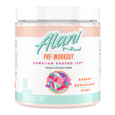 Front of Alani Nu Pre-Workout Hawaiian Shaved Ice, 30 Servings