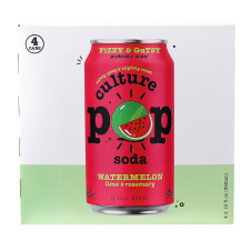 Front of Culture Pop Probiotic Soda Watermelon Lime & Rosemary, 4 Cans