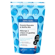 Front of Flourish Pancakes Protein Pancake & Waffle Mix Vanilla, 16oz