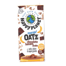 Front of Happy Planet Mornin' Oatz Shake Chocolate Banana 
