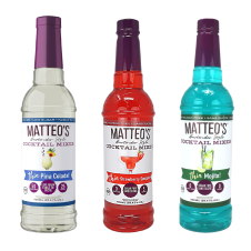 Front of Matteo's Sugar-Free Cocktail Mimxes Trio Tropical