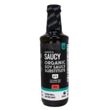 Front of Naked & Saucy Organic Soy Sauce Subsititute Lightly Salted