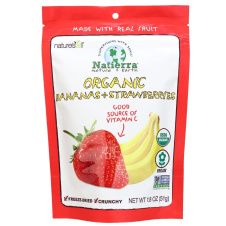 Front of Natierra Organic Freeze Dried Bananas + Strawberries, 51g