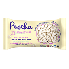 Front of Pascha Organic Vegan White Baking Chips, 200g
