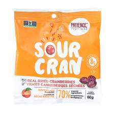 Front of Patience Fruit & Co. Organic Sour Cran Candy Sour Peach, 60g