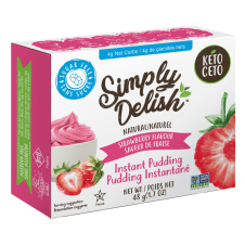 Front of Simply Delish Keto Strawberry Pudding, 48g