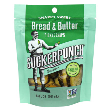 Front of Suckerpunch Gourmet Bread & Butter Pickle Chips, 101mL