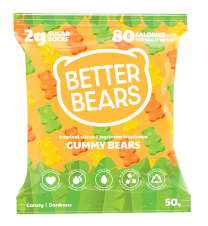 Front of Better Bears Vegan Gummy Bears Tropical Citrus, 50g