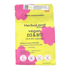 Front of Herbaland Sugar-free Vegan D3 & B12 Gummies for Adults, 90 Gummies