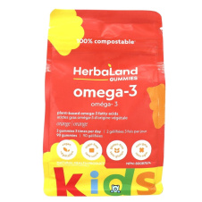 Front of Herbaland Sugar-Free Vegan Omega-3 Gummies for Kids, 90 Gummies