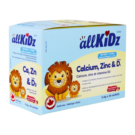 Front of AllKiDz Calcium Zinc & D3 Drink Mix