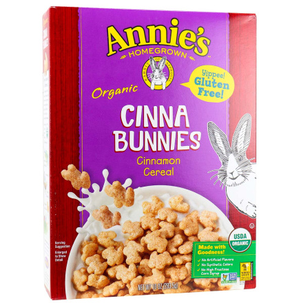 Front of Annie’s Homegrown Organic Cinna Bunnies Cinnamon Cereal, 283.5g