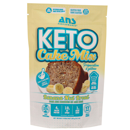 Front of ANS Performance Keto Cake Mix Banana Nut Bread