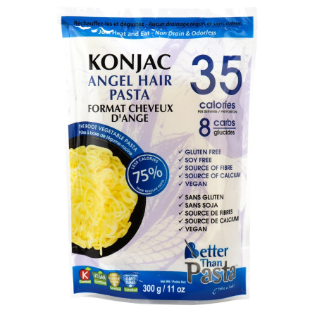 Front of Better Than Foods Non Drain & Odorless Konjac Angel Hair Pasta, 300g