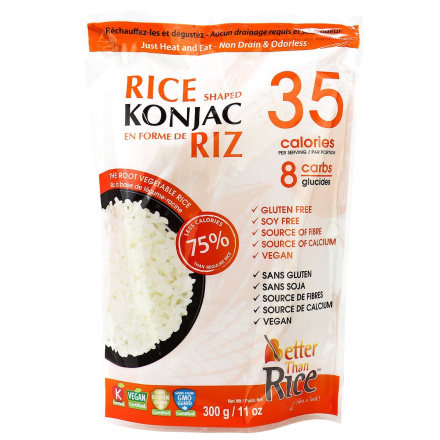 Front of Better Than Foods Non Drain & Odorless Konjac Shaped Rice, 300g