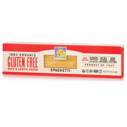 Front of Bionaturae 100% Organic Gluten Free Rice & Lentil Pasta Spaghetti, 340g