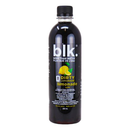 Front of Blk. Water Infused with Fulvic Minerals Dirty Lemonade, 500ml