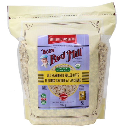Front of Bob's Red Mill Gluten Free Organic Old Fashioned Rolled Oats, 907g