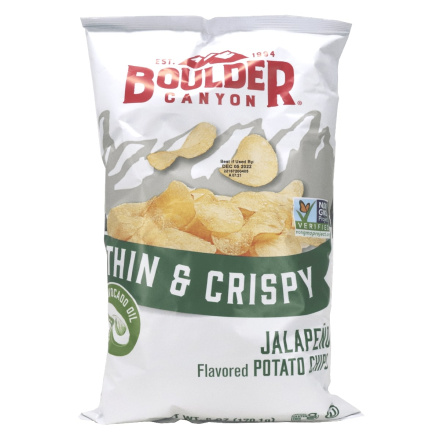 Front of Boulder Canyon Potato Chips With Avocado Oil Jalapeno