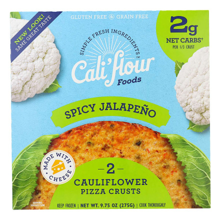 Front of Cali'flour Foods Cauliflower Pizza Crust - Spicy Jalapeno, 2 Crusts