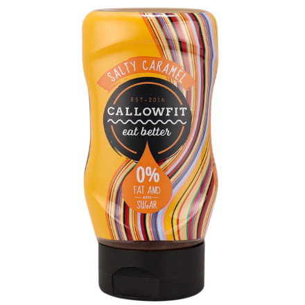 Front of Callowfit Vegan Salty Caramel Sauce, 300mL