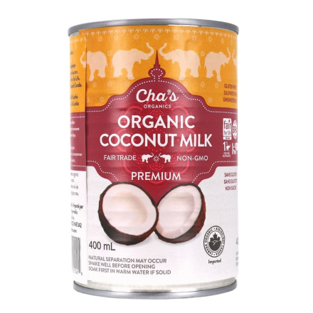 Front of Cha's Organics Premium Coconut Milk