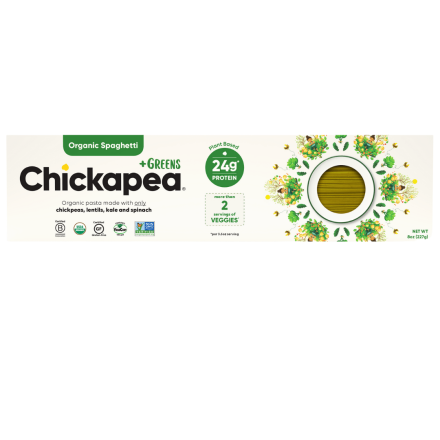 Front of Chickapea +Greens Organic Spaghetti, 227g