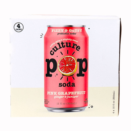 Front of Culture Pop Probiotic Soda Grapefruit Ginger Juniper