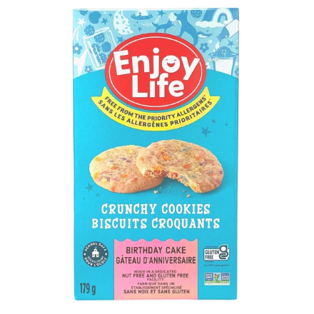 Front of Enjoy Life Gluten-Free Crunchy Cookie Birthday Cake