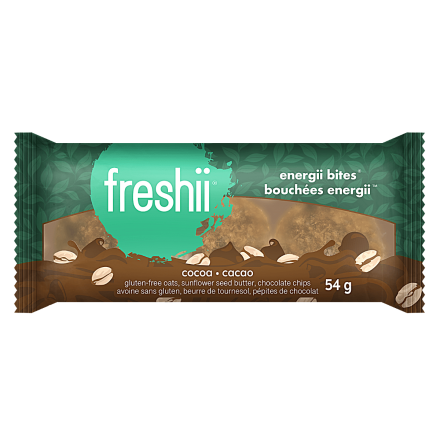 Front of Freshii Energii Bites Cocoa, 3 Bites
