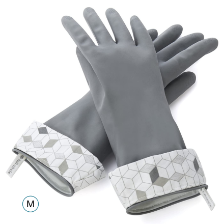 Front of Full Circle Splash Control Natural Latex Cleaning Gloves Medium