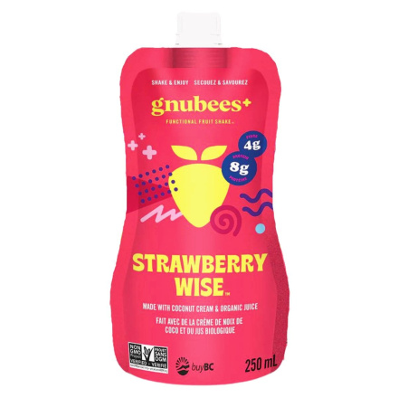 Front of Gnubees+ Functional Protein Fruit Shake Strawberry Wise