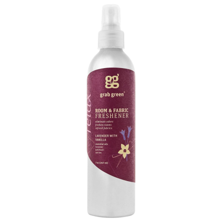 Front of grab green Room & Fabric Freshener Lavender with Vanilla, 207 mL