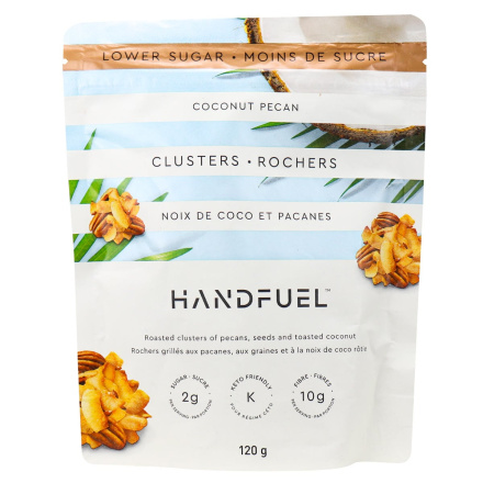 Front of Handfuel Low-Sugar Clusters Coconut Pecan, 120g