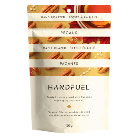 Front of Handfuel Hand-Roasted Maple Glazed Pecans