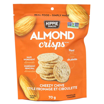 Hippie Snacks Grain-Free Almond Crisps Cheezy Chive, 70g