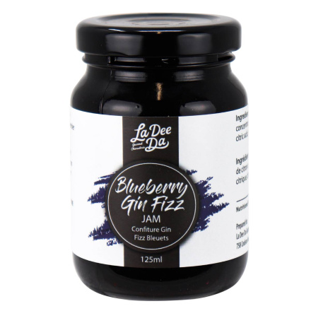 Front of La Dee Da Blueberry Gin Fizz Jam, 125mL