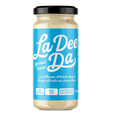 Front of La Dee Da Keto Cauliflower Alfredo Sauce Nightshade Free, 475ml  