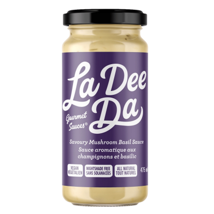 Front of La Dee Da Savoury Mushroom Basil Sauce Nightshade Free, 475ml 