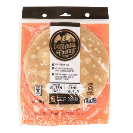 Front of La Tortilla Factory Gluten Free Tortilla Ivory Teff