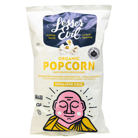 Front of Lesser Evil Organic Popcorn Himalayan Gold, 142g