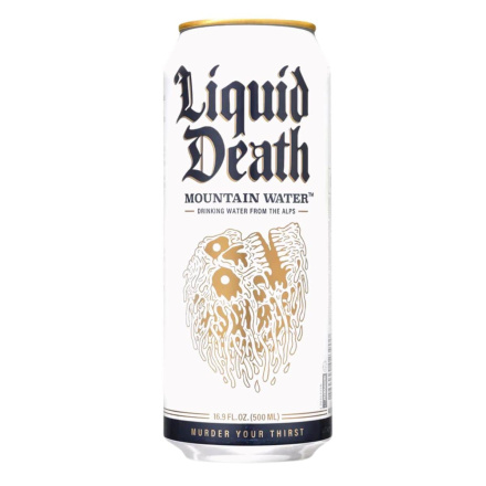 Front of Liquid Death Still Mountain Water